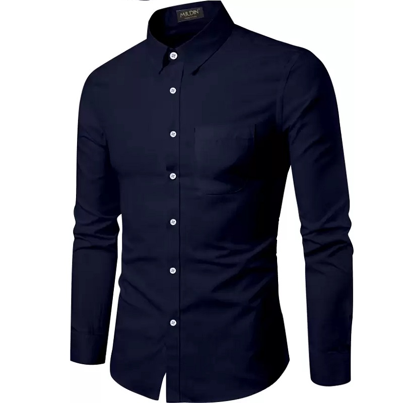 Men regular slim fit solid color formal shirt