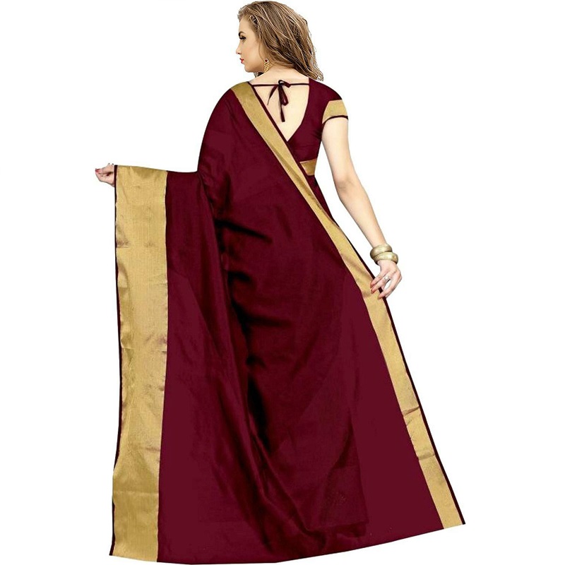 Buy MOOLDHANI Women Maroon Solid Cotton Single Saree Shapewear Online at  Best Prices in India - JioMart.
